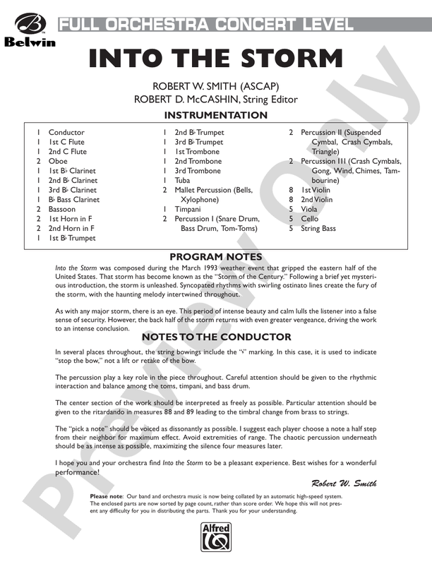 Into the Storm – Full Orchestra Conductor Score & Parts (Digital Download)