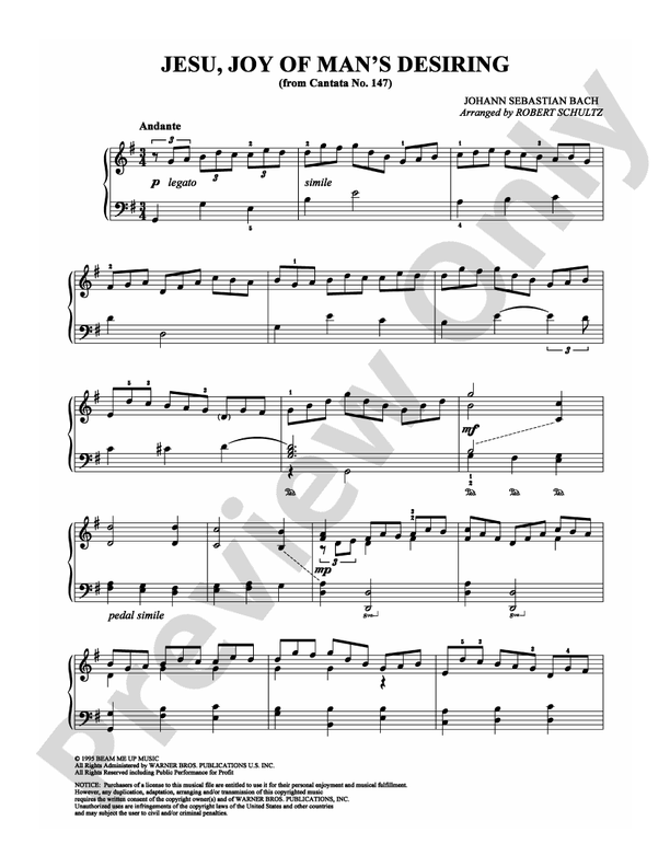 Jesu, joy of man's desiring (from Cantata No. 147) - Arr. Robert Schultz - Easy Piano (Digital Download)