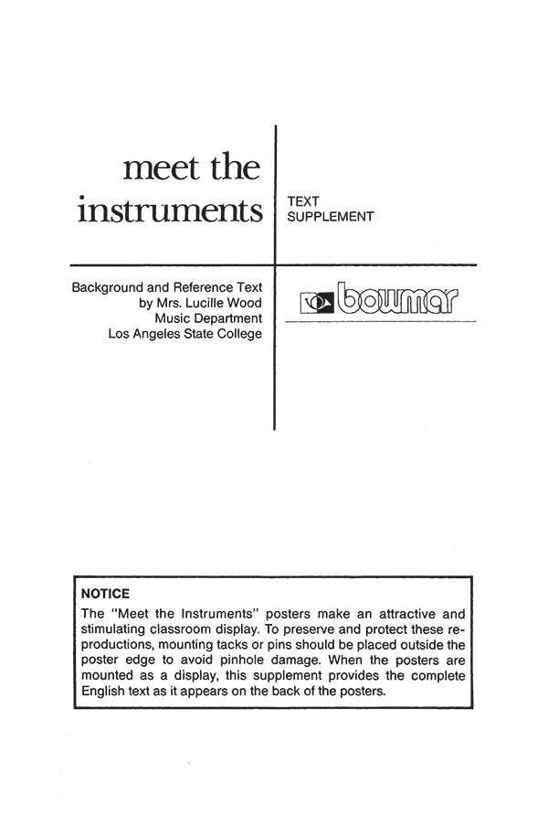 Meet the Instruments 25 Posters Teacher Guide