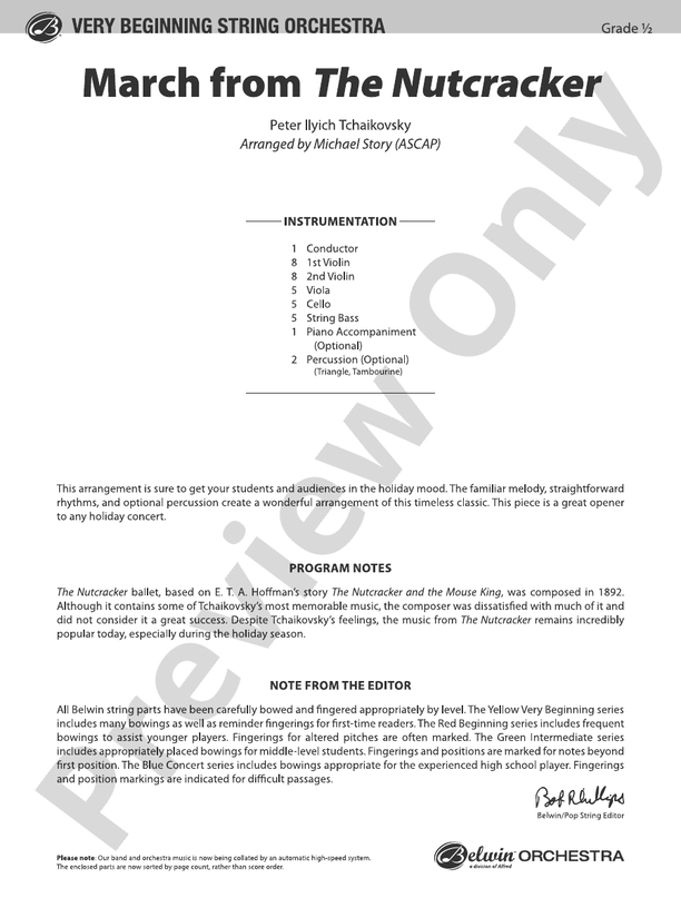 March from The Nutcracker (Grade 0.5) - String Orchestra Conductor Score & Parts (Digital Download)