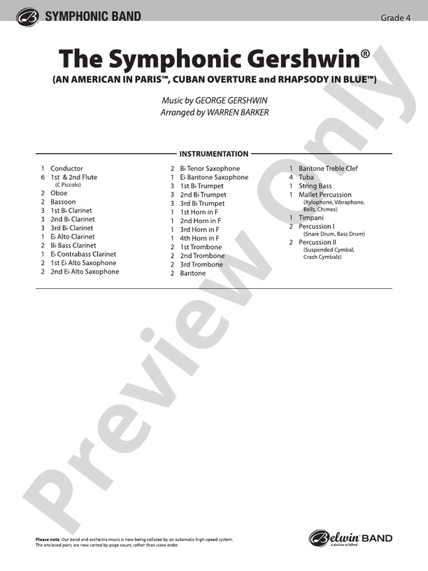 The Symphonic Gershwin - Concert Band Conductor Score & Parts (Digital Download)