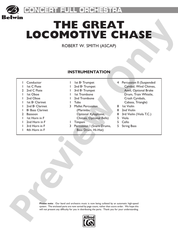 The Great Locomotive Chase – Full Orchestra Conductor Score & Parts (Digital Download)