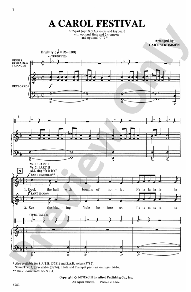 A Carol Festival - 2-Part/SSA Choral Octavo (Digital Download)
