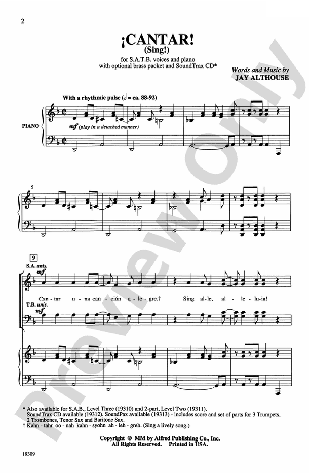 ¡Cantar! (Sing!) - SATB Choral Octavo (Digital Download)