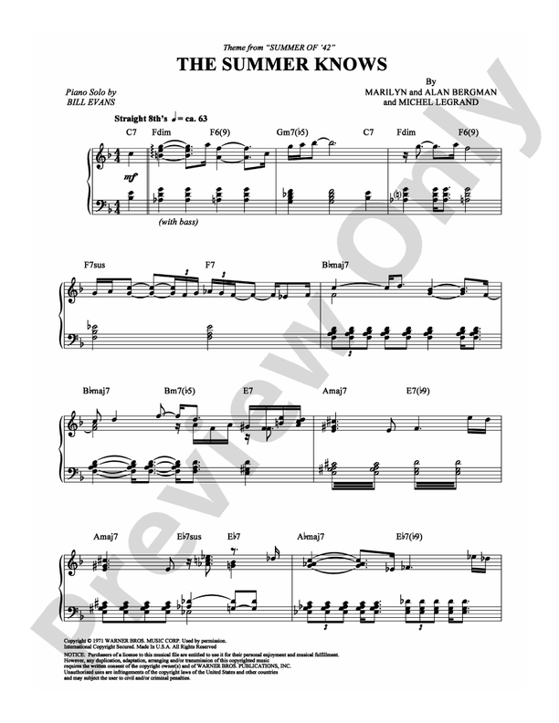 The Summer Knows (Theme From "Summer of '42") - Piano (Digital Download)