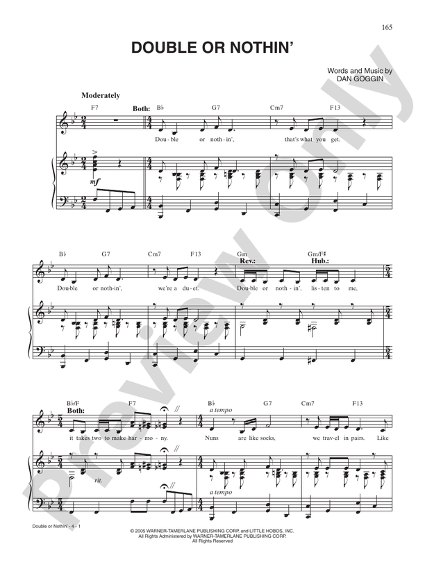 Double or Nothin' (from Nunsensations) - PVG (Digital Download)