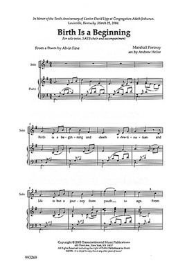 Birth Is a Beginning - Marshall Portnoy - SATB Transcontinental Music Choral Score Octavo