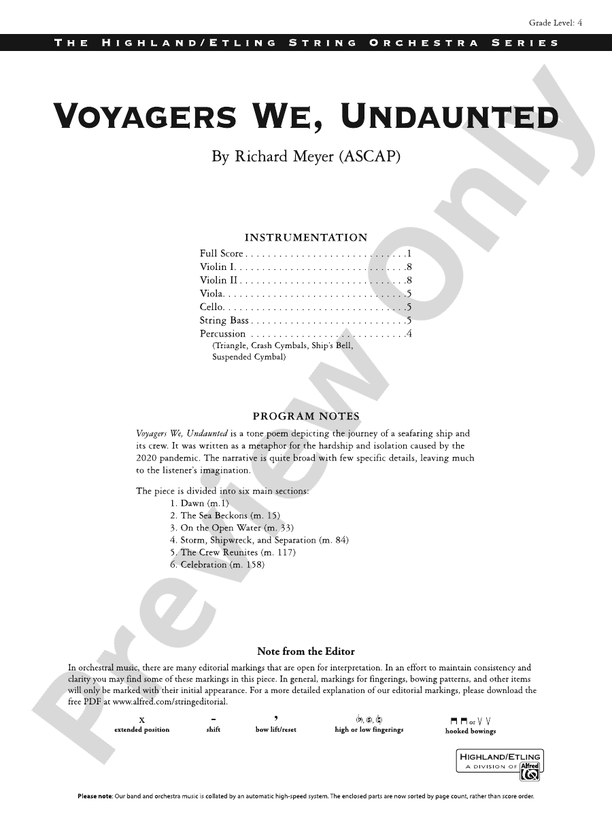 Voyagers We, Undaunted - String Orchestra Conductor Score & Parts (Digital Download)
