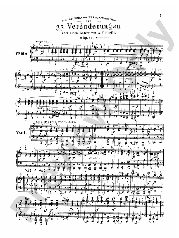 Beethoven - Diabelli Variations - Piano Solo (Digital Download)