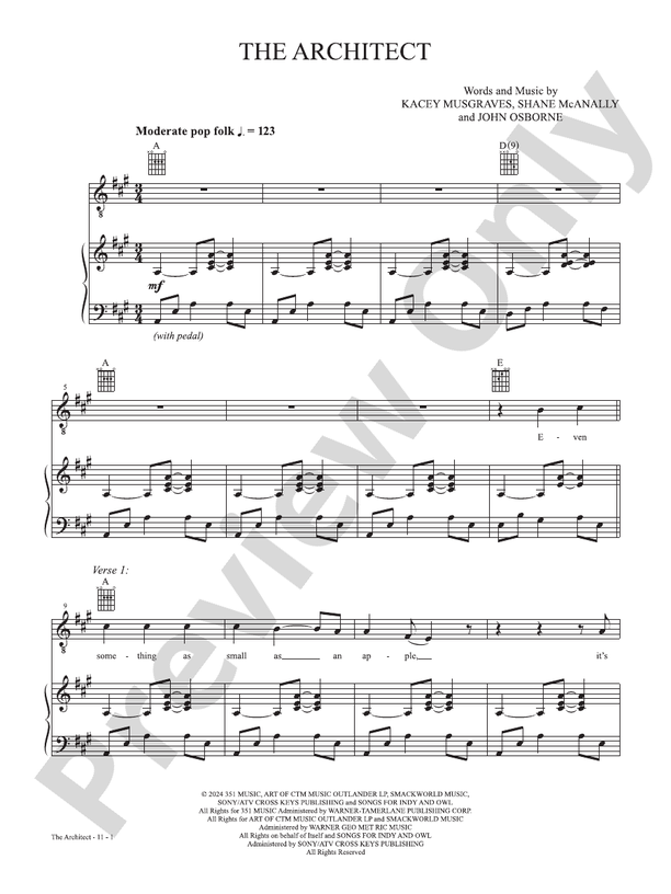 The Architect (From the studio album 'Deeper Well') - Kacey Musgraves - PVG (Digital Download)