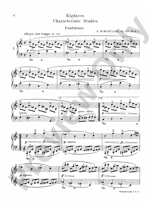 Burgmuller - Eighteen Characteristic Studies, Op. 109 - Piano Solo (Digital Download)