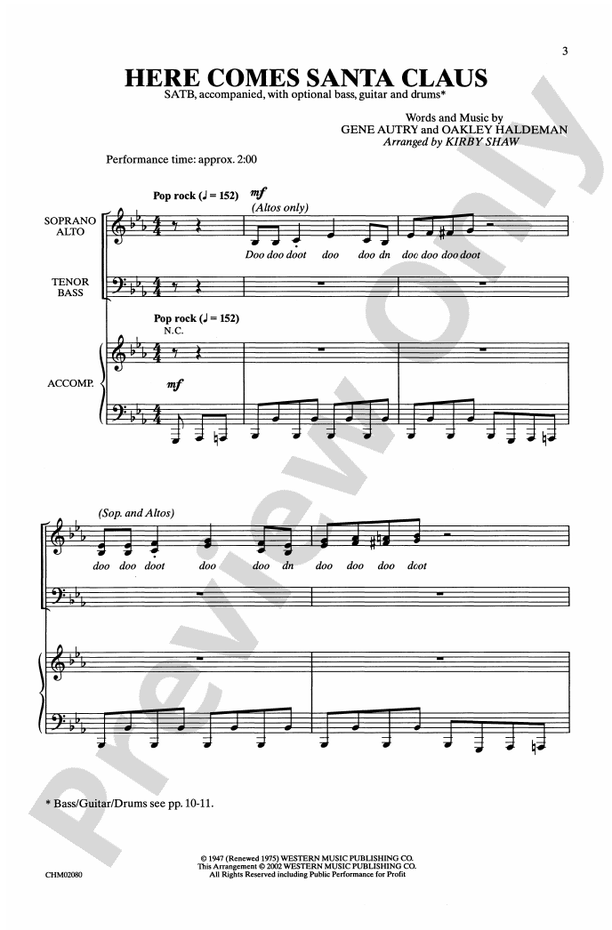 Here Comes Santa Claus - SATB Choral Octavo (Digital Download)