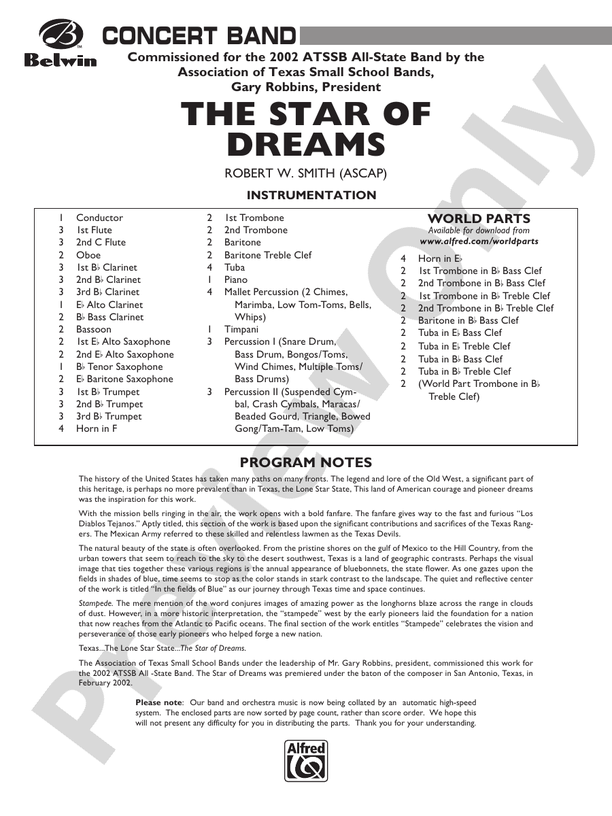 The Star of Dreams - Concert Band Conductor Score & Parts (Digital Download)