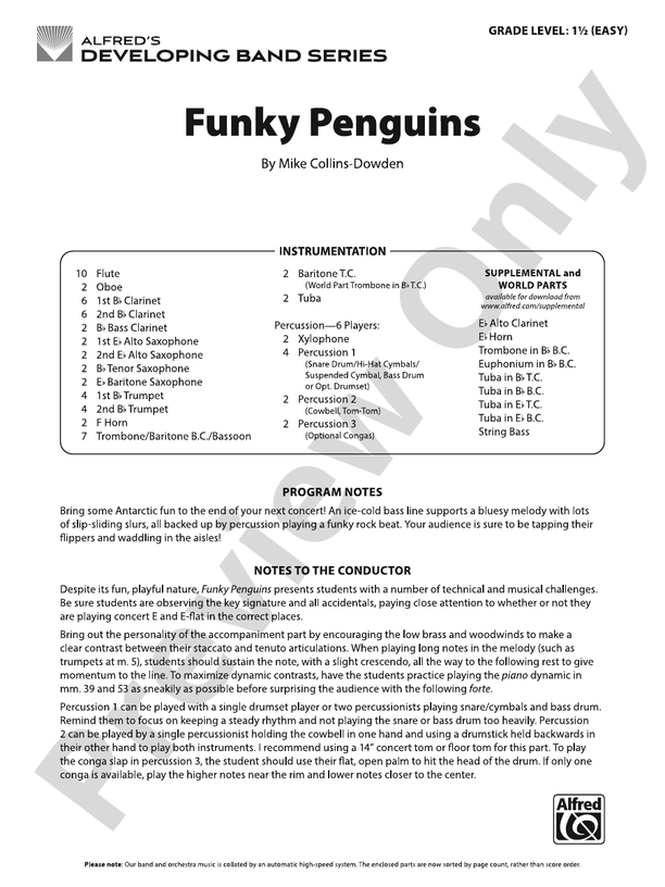 Funky Penguins – Concert Band Conductor Score & Parts (Digital Download)