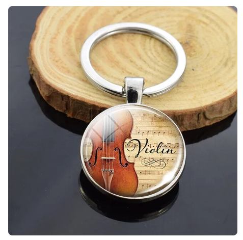 Glass Top Violin Keyring