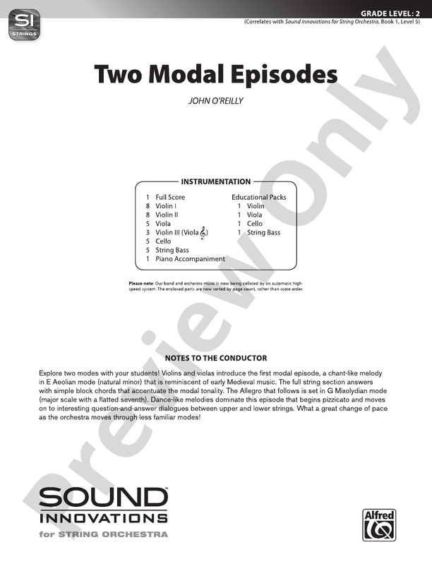 Two Modal Episodes – String Orchestra Conductor Score & Parts (Digital Download)