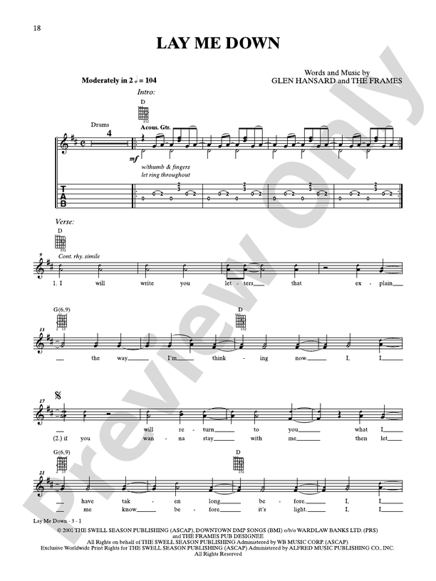 Lay Me Down - Guitar TAB (Digital Download)