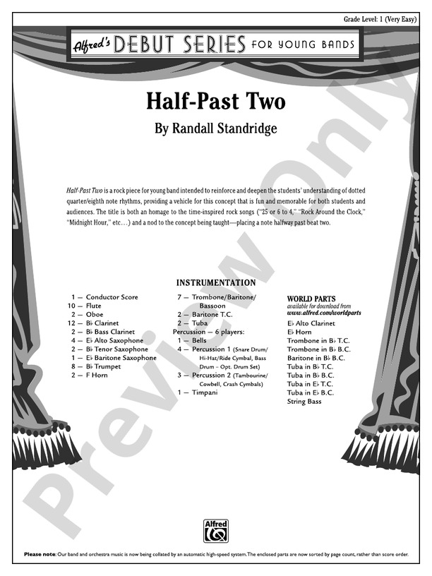 Half-Past Two - Concert Band Conductor Score & Parts (Digital Download)