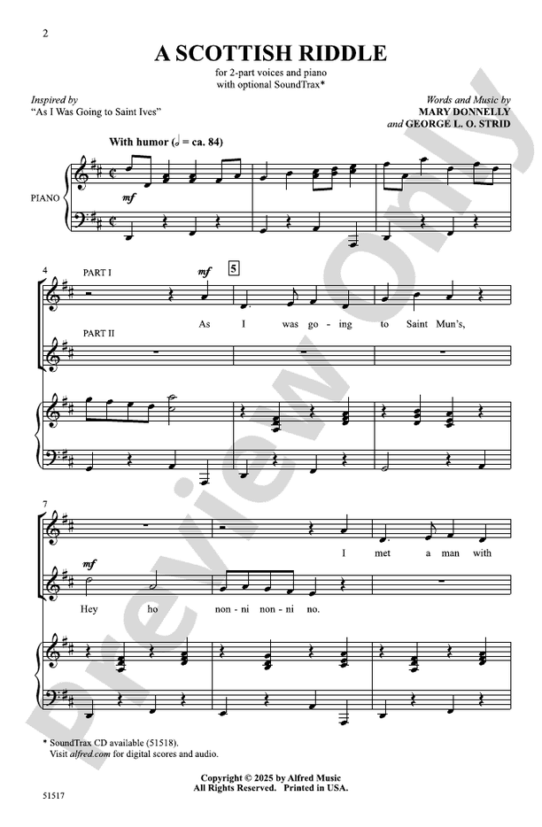 A Scottish Riddle - 2 Part Treble Choral Octavo (Digital Download)