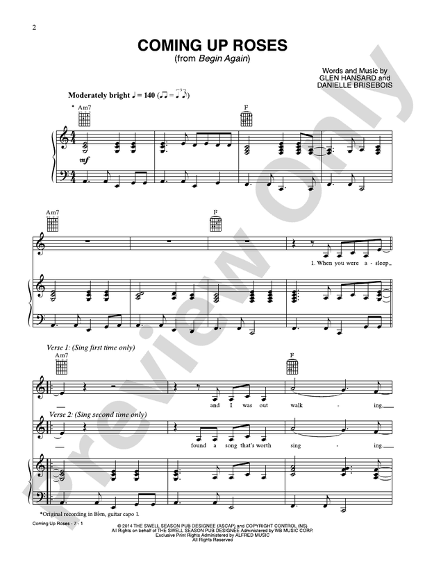 Coming Up Roses (from Begin Again) - 00-PS-0015148 - PVG (Digital Download)