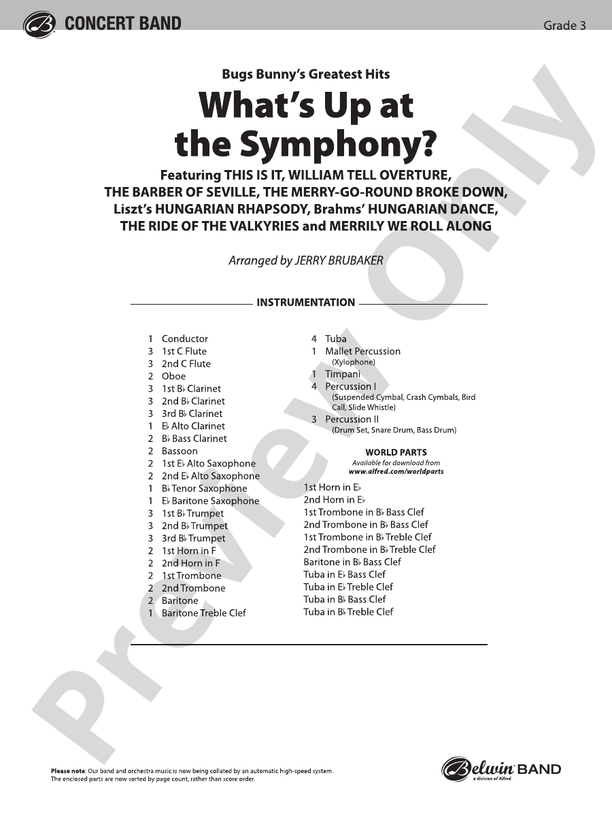 What's Up at the Symphony? Bugs Bunny's Greatest Hits (Medley) - Concert Band Conductor Score & Parts (Digital Download)