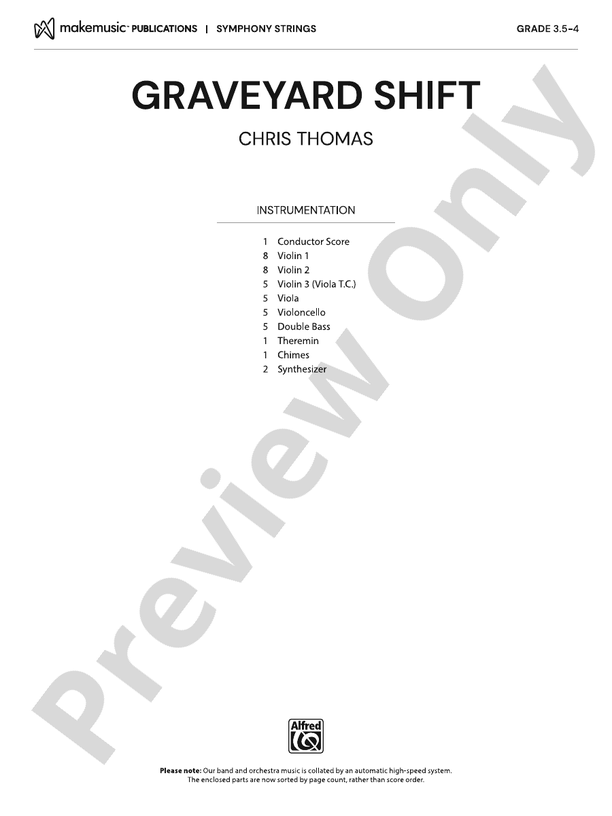 Graveyard Shift – String Orchestra Conductor Score & Parts (Digital Download)