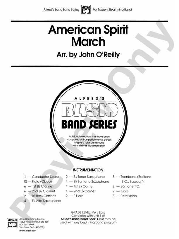 American Spirit March - Concert Band Conductor Score & Parts (Digital Download)