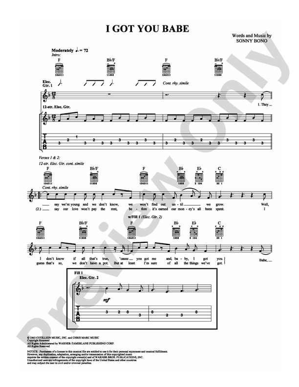 I Got You Babe - Guitar TAB (Digital Download)