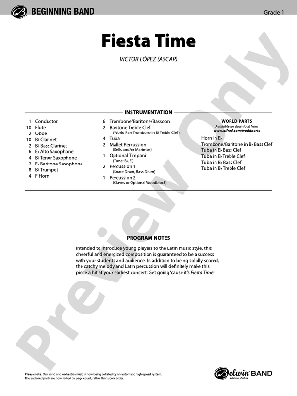 Fiesta Time - Concert Band Conductor Score & Parts (Digital Download)