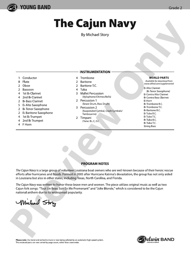 The Cajun Navy - Concert Band Conductor Score & Parts(Digital Download)