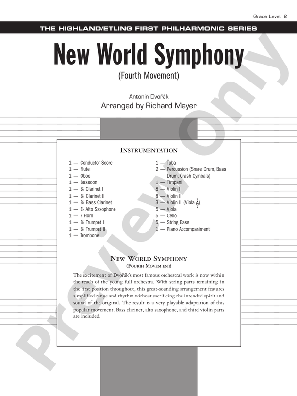 New World Symphony (Fourth Movement) – Full Orchestra Conductor Score & Parts (Digital Download)