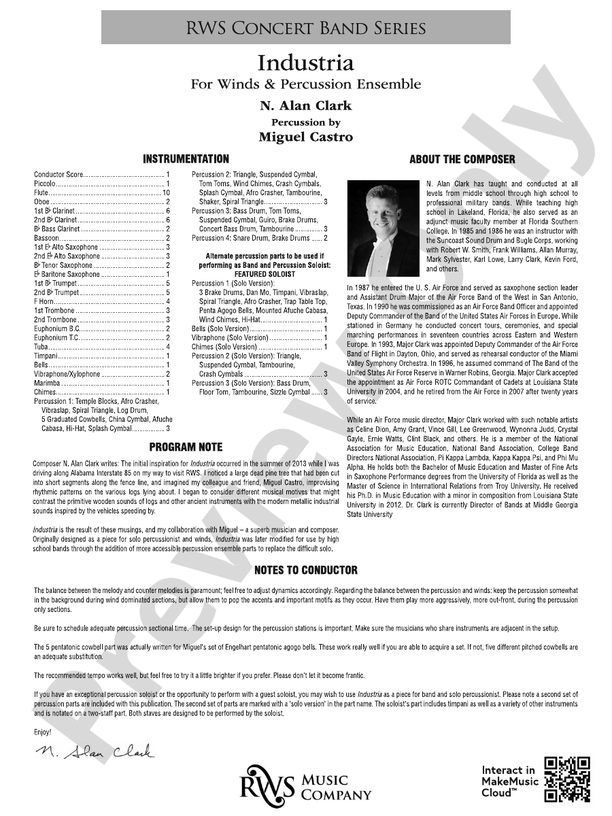 Industria - For Winds & Percussion Ensemble - Concert Band Conductor Score & Parts (Digital Download)