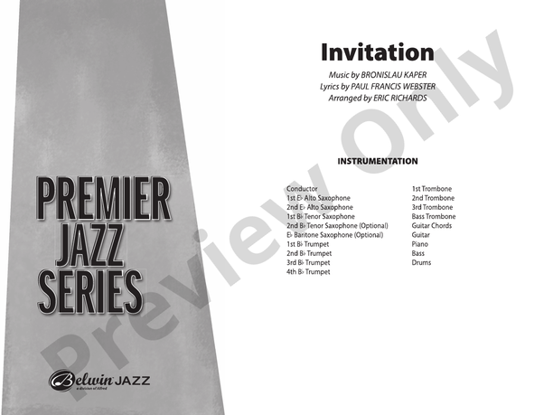 Invitation (Grade 4) - Jazz Ensemble Conductor Score & Parts(Digital Download)