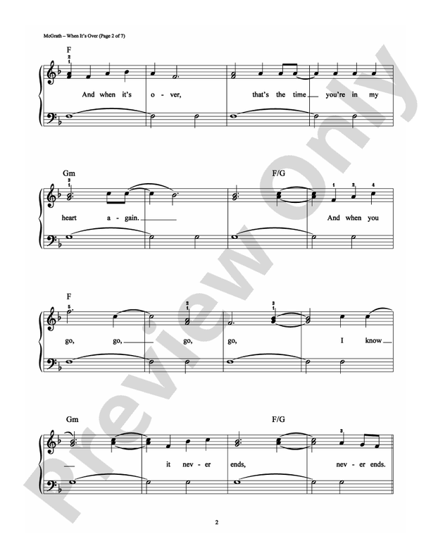 When It's Over - Arr. Richard Bradley (DSM-PS-0005128) - Easy Piano (Digital Download)