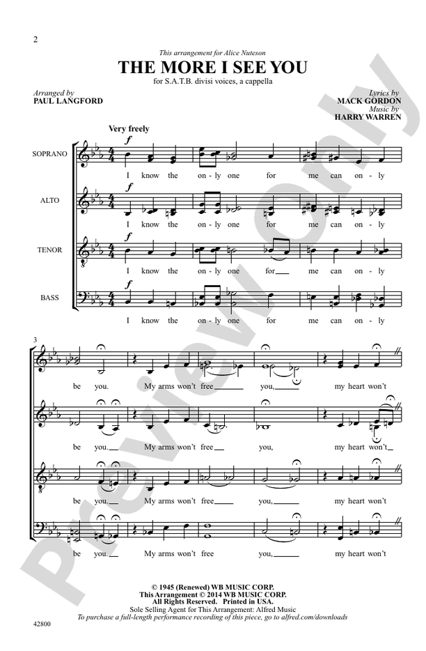More I See You, The – SATB divisi, a cappella Choral Octavo (Digital Download)