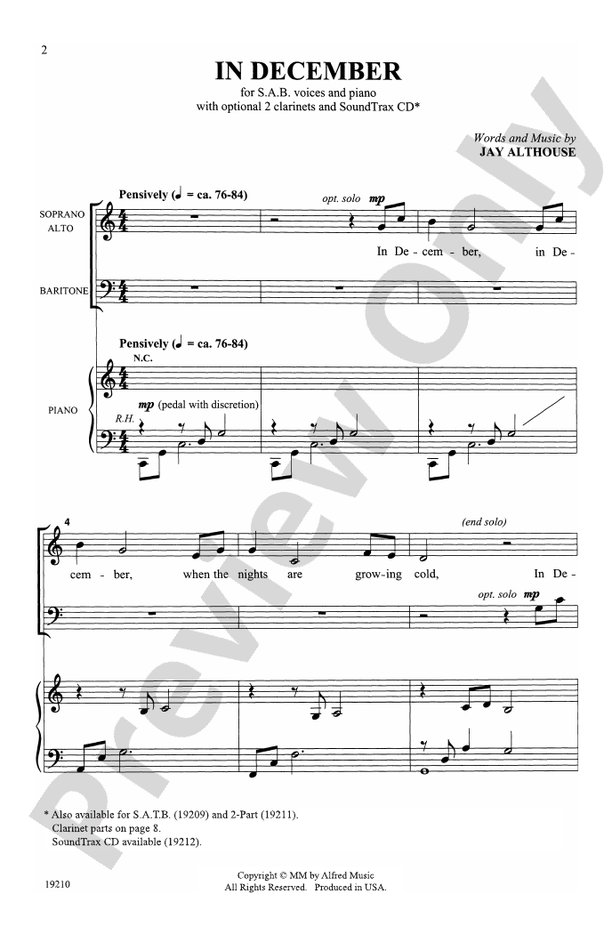 In December – SAB Choral Octavo (Digital Download)