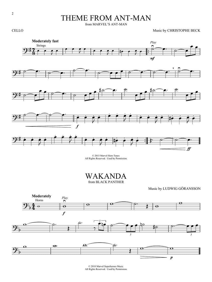 Superhero Themes Instrumental Playalong - Cello/Audio Access Online Hal Leonard 363204