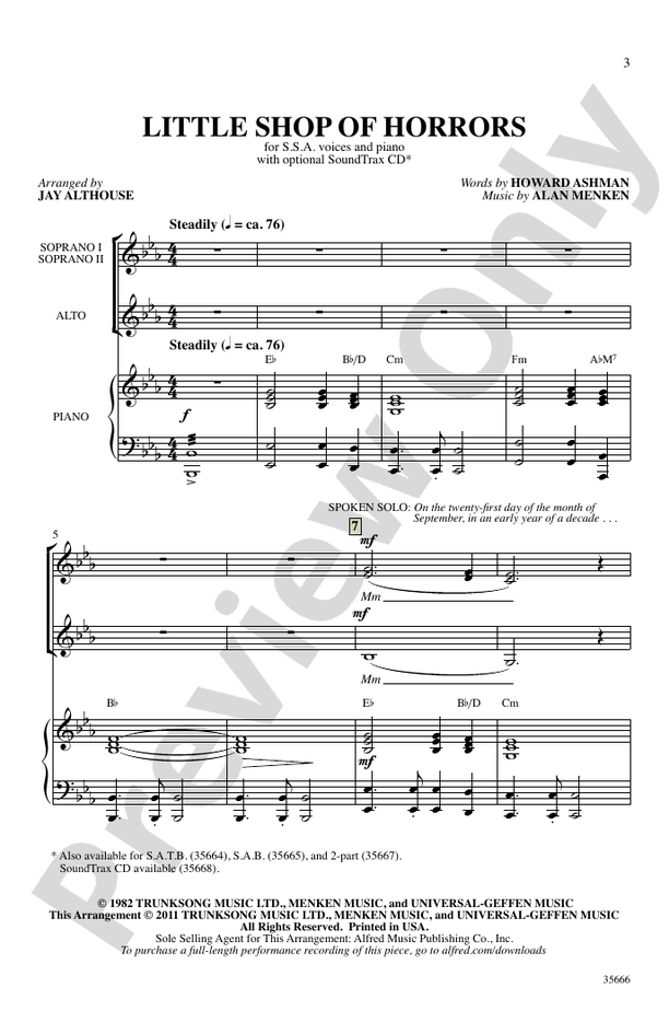 Little Shop of Horrors – SSA Choral Octavo (Digital Download)