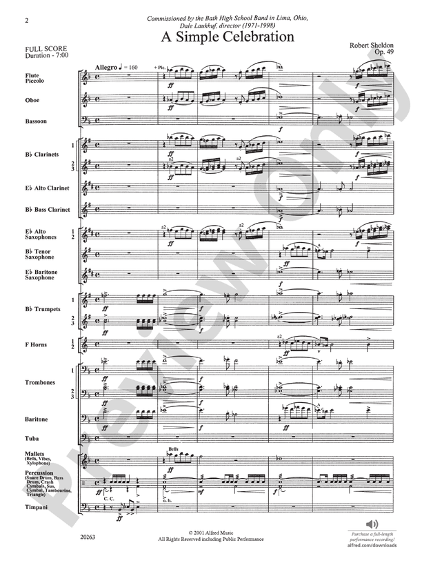 A Simple Celebration - Concert Band Conductor Score & Parts (Digital Download)