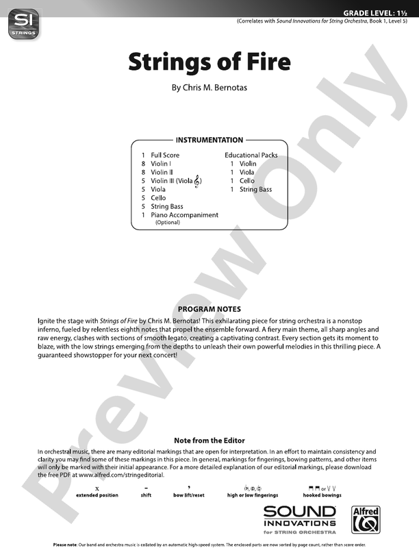 Strings of Fire - String Orchestra Conductor Score & Parts (Digital Download)