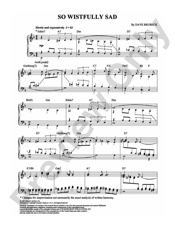 So Wistfully Sad - Piano (Digital Download)