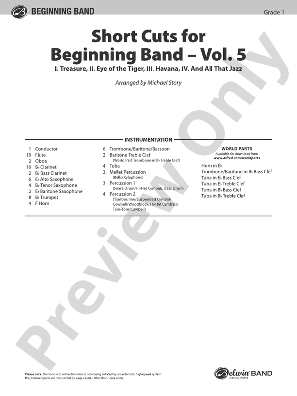 Short Cuts for Beginning Band -- Vol. 5 - Concert Band Conductor Score & Parts (Digital Download)