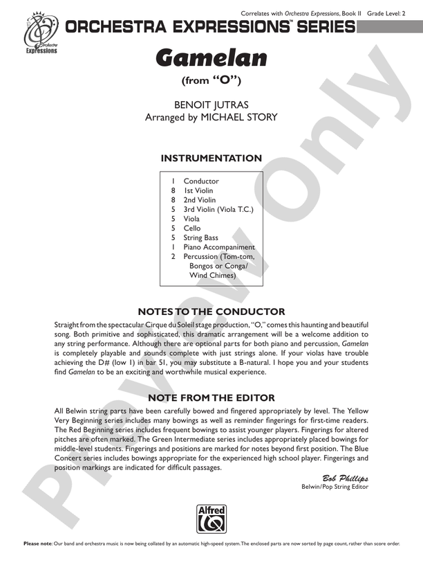 Gamelan (from Cirque du Soleil's "O") – String Orchestra Conductor Score & Parts (Digital Download)