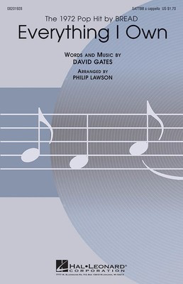 Everything I Own - David Gates - SATTBB Philip Lawson Hal Leonard Choral Score Octavo