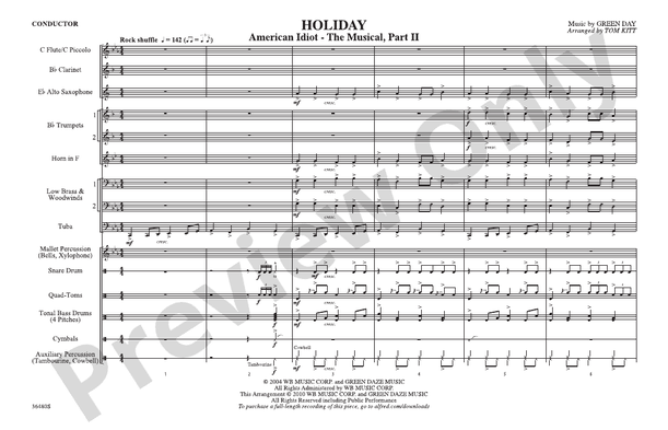 Holiday – Marching Band Conductor Score & Parts (Digital Download)