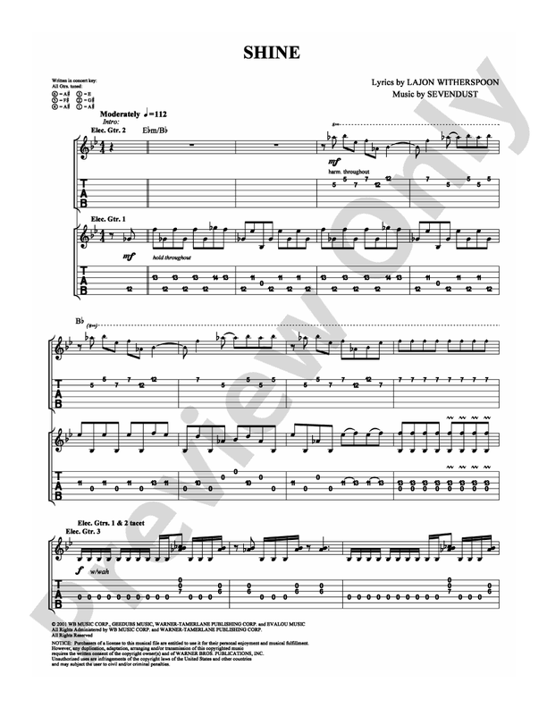 Shine - Guitar TAB (Digital Download)