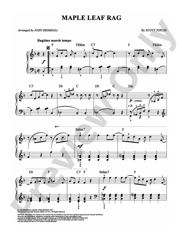 Maple Leaf Rag - Arr. John Brimhall - Easy Piano (Digital Download)