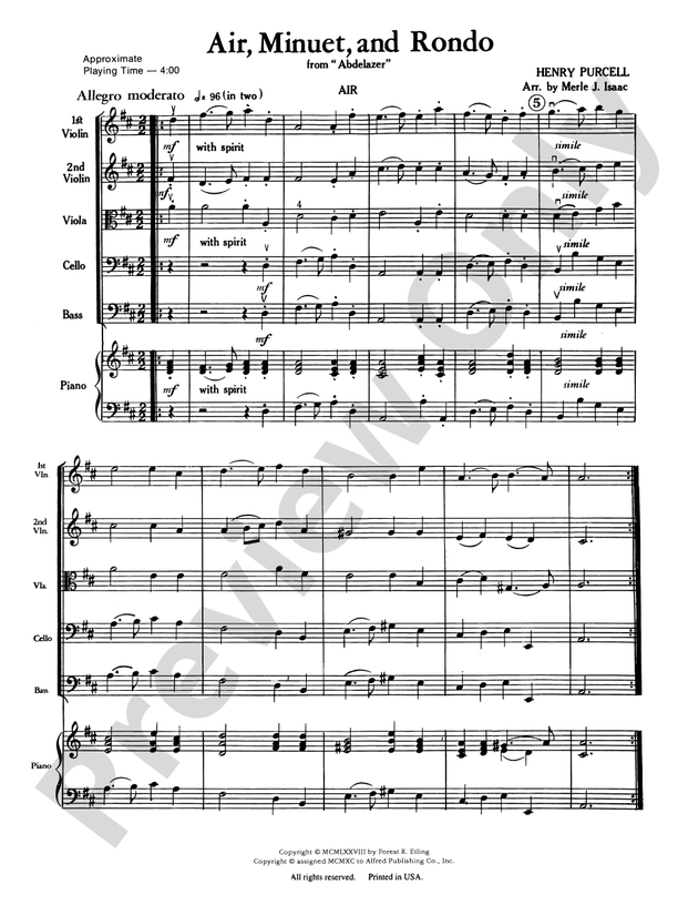 Air, Minuet and Rondo – String Orchestra Conductor Score & Parts (Digital Download)
