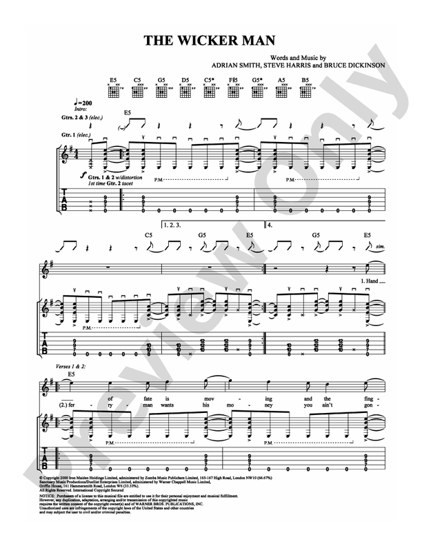 The Wicker Man - Guitar TAB (Digital Download)