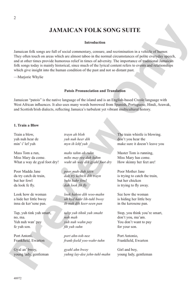 Jamaican Folk Song Suite - SATB, a cappella Choral Octavo (Digital Download)